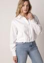 Biała Bawełniana Koszula o Kroju Bombki Oversize Walelia