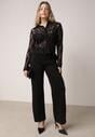 Czarna Koszula Ozdobiona Koronką Lanelv