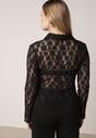 Czarna Koszula Ozdobiona Koronką Lanelv