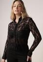 Czarna Koszula Ozdobiona Koronką Lanelv