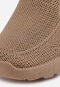 Ciemnobeżowe Wsuwane Buty Sportowe Sneakersy z Siateczki z Elastycznymi Wstawkami Aerero
