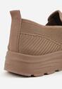 Ciemnobeżowe Wsuwane Buty Sportowe Sneakersy z Siateczki z Elastycznymi Wstawkami Aerero