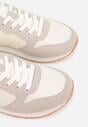 Beżowe Buty Sportowe Sneakersy z Pikowanymi Przeszyciami Nelis