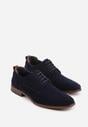 Granatowe Sznurowane Półbuty z Imitacji Zamszu w Eleganckim Stylu Rhodica
