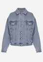 Niebieska Jeansowa Kurtka o Kroju Oversize z Dodatkiem Lyocellu i Bawełną Vimerinia