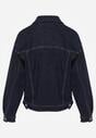 Granatowa Jeansowa Kurtka z Bawełną o Kroju Oversize Vimiloria