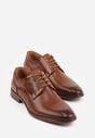 Brązowe Eleganckie Półbuty Sznurowane z Ozdobną Perforacją Fild