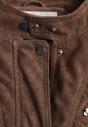 Brązowa Kurtka z Imitacji Zamszu w Stylu Utility z Suwakami i Paskiem Birasa
