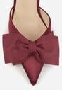 Bordowe Satynowe Szpilki z Odkrytą Piętą i Ozdobną Kokardą Argatea