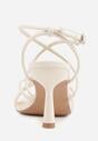 Beżowe Sandały na Szpilce z Przeplatanymi Paskiami i Kwadratowym Noskiem Baloria