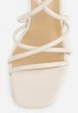 Beżowe Sandały na Szpilce z Przeplatanymi Paskiami i Kwadratowym Noskiem Baloria