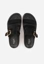 Czarne Klapki z Geometryczną Cholewką i Klamrą z Boku Endrita
