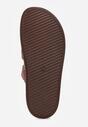 Brązowe Klapki z Geometryczną Cholewką i Klamrą z Boku Endrita