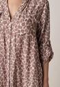 Beżowa Sukienka Koszulowa z Wiskozą w Zwierzęcy Wzór Żyrafy Nevetalia