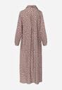 Beżowa Sukienka Koszulowa z Wiskozą w Zwierzęcy Wzór Żyrafy Nevetalia