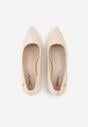 Beżowe Czółenka na Obcasie ze Skórzaną Wkładką i Metaliczną Wstawką Rasmone