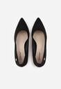 Czarne Czółenka na Obcasie ze Skórzaną Wkładką i Metaliczną Wstawką Rasmone