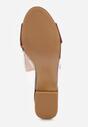 Brązowe Klapki na Niskim Słupku ze Skórzaną Wkładką i Transparentnymi Wstawkami Neya