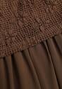 Brązowa Sukienka Ażurowa z Usztywnioną Linią Ramion i Przezroczystym Dołem Semiriel