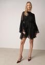 Czarna Sukienka z Eterycznymi Falbanami i Wiązanym Paskiem Rivaniah