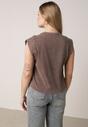 Brązowy Bawełniany Top z Efektem Sprania Belatia
