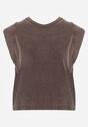 Brązowy Bawełniany Top z Efektem Sprania Belatia