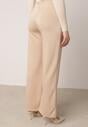 Beżowe Eleganckie Spodnie z Bawełny i Wiskozy w Kant Valelia