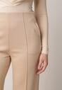Beżowe Eleganckie Spodnie z Bawełny i Wiskozy w Kant Valelia