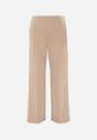 Beżowe Eleganckie Spodnie z Bawełny i Wiskozy w Kant Valelia