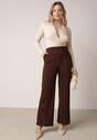 Brązowe Eleganckie Spodnie z Bawełny i Wiskozy w Kant Valelia