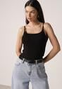 Czarny Wiskozowy Top z Podwójnymi Ramiączkami Hendrea