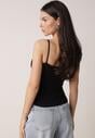 Czarny Wiskozowy Top z Podwójnymi Ramiączkami Hendrea