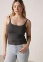 Szary Wiskozowy Top z Podwójnymi Ramiączkami Hendrea