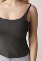 Szary Wiskozowy Top z Podwójnymi Ramiączkami Hendrea