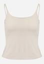 Beżowy Wiskozowy Top z Podwójnymi Ramiączkami Hendrea