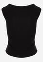 Czarny Dopasowany Top Bez Rękawów z Wiskozy z Kwadratowym Dekoltem Madu