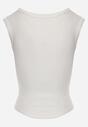 Biały Dopasowany Top Bez Rękawów z Wiskozy z Kwadratowym Dekoltem Madu