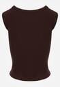 Brązowy Dopasowany Top Bez Rękawów z Wiskozy z Kwadratowym Dekoltem Madu