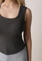 Szary Dopasowany Top Bez Rękawów z Wiskozy z Kwadratowym Dekoltem Madu