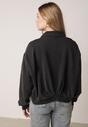 Czarna Bawełniana Bluza Bomberka o Kroju Oversize z Kołnierzem Viminala