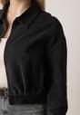 Czarna Bawełniana Bluza Bomberka o Kroju Oversize z Kołnierzem Viminala
