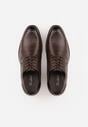Ciemnobrązowe Eleganckie Półbuty ze Skórzaną Wkładką i Ozdobnymi Przeszyciami Iphaera