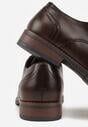 Ciemnobrązowe Eleganckie Półbuty ze Skórzaną Wkładką i Ozdobnymi Przeszyciami Iphaera