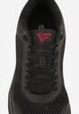 Czarno-Czerwone Buty Sportowe Sznurowane z Siateczką Delle