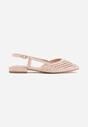Różowe Ażurowe Baleriny z Paskiem z Klamerką i Kwadratowym Noskiem Veradisa