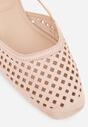 Różowe Ażurowe Baleriny z Paskiem z Klamerką i Kwadratowym Noskiem Veradisa