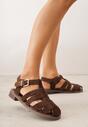 Brązowe Sandały Gladiatorki z Zapięciem na Klamerkę Chisttema