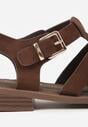 Brązowe Sandały Gladiatorki z Zapięciem na Klamerkę Chisttema