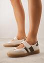 Beżowe Tenisówki w Stylu Balerinek z Zapięciem na Rzep Talwan