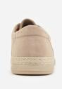 Ciemnobeżowe Półbuty Mokasyny ze Sznurowaną Cholewką Ellsia
